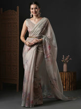 Beige Organza Silk Saree - The Dori Store