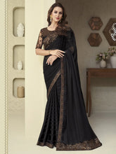Black Party Wear Georgette Embellished Saree - The Dori Store