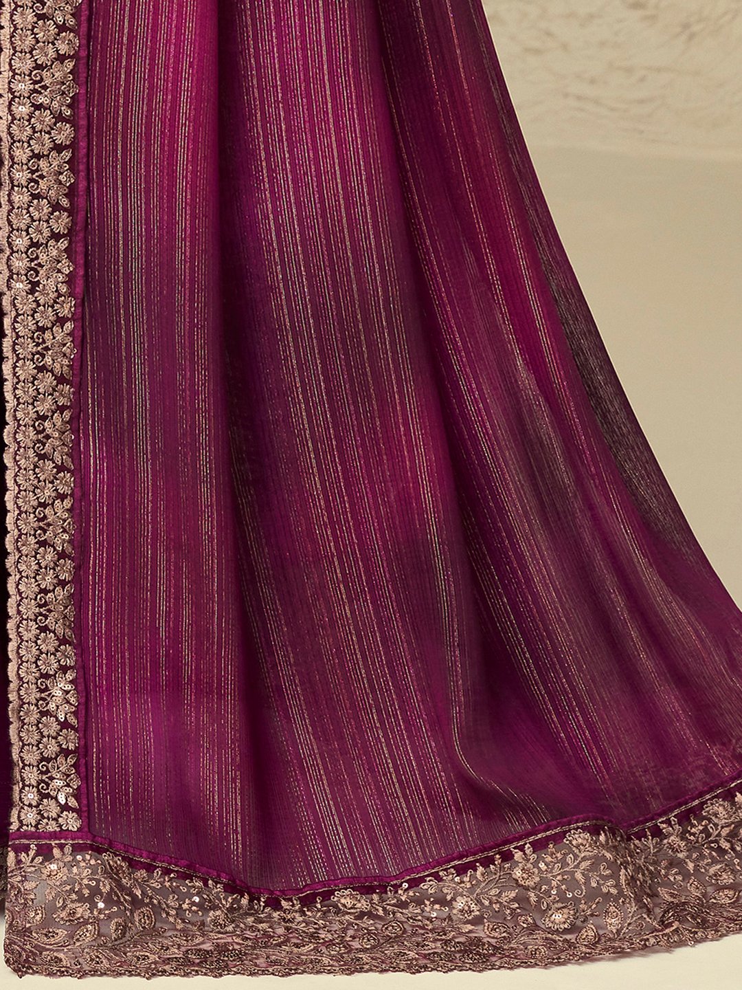 Purple Party Wear Georgette Embellished Saree