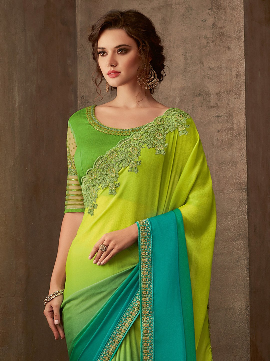 Light Party Wear Pure Chiffon Embellished Saree