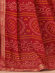 Classic Red Printed Chiffon Saree - The Dori Store