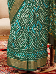 Sea Green Patola Silk Saree - The Dori Store