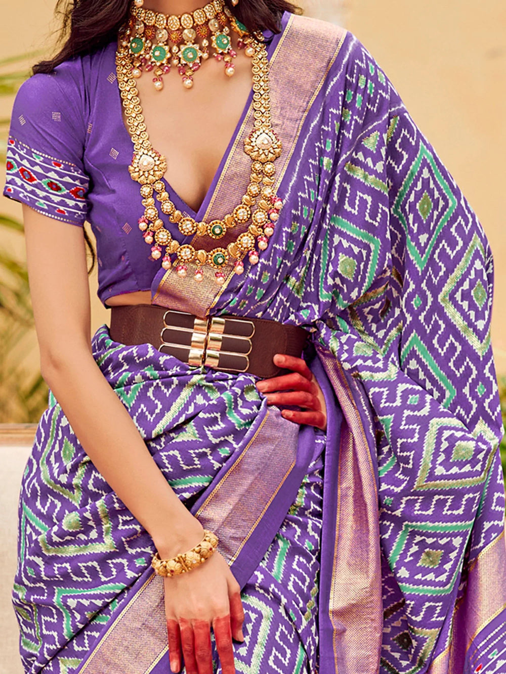 Opulent Lavender Patola Silk Saree - The Dori Store