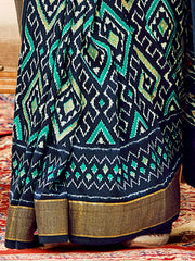 Navy Blue Patola Silk Saree - The Dori Store