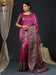 Pink Pink Block Print Mysore Silk Printed Saree