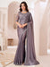 Purple Mauve Party Wear Satin Silk Embellished Saree