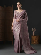 Purple Kota Doria Branded Cotton Saree - The Dori Store