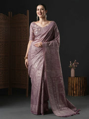 Purple Kota Doria Branded Cotton Saree - The Dori Store