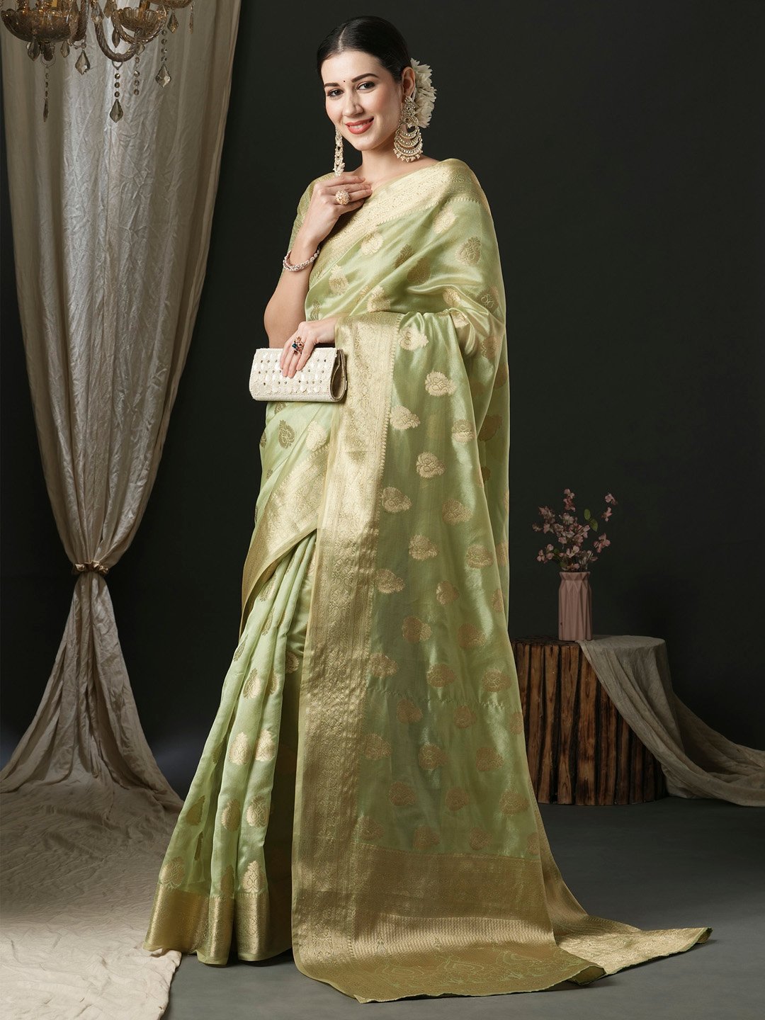 Light Banarasi Organza Woven Saree