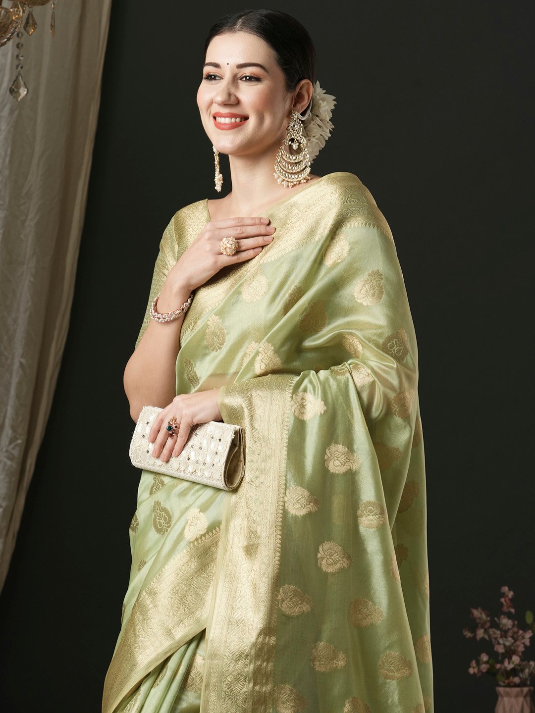 Light Banarasi Organza Woven Saree