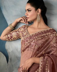 Pink Ho & Tissue Party Wear Saree