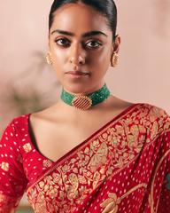 Red Pure Khadi Georgette Saree