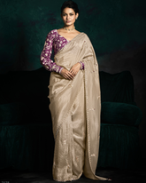 Golden Sequin Work Designer Saree