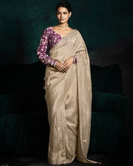 Golden Sequin Work Designer Saree