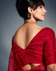 Red Pure Ho Tissue Organza Saree