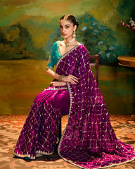 Designer Purple Dola Silk Saree