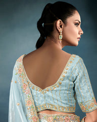 Light Blue Ho & Tissue Designer Saree