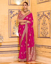 Pink Beautiful Crepe Silk Saree