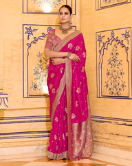 Pink Beautiful Crepe Silk Saree