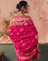 Pink Pure Khaddi Georgette Designer Saree