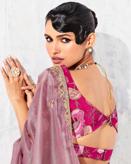 Lavender Glass Tissue Organza Designer Saree