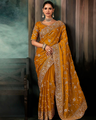 Yellow Georgette Designer Saree