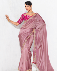 Lavender Glass Tissue Organza Designer Saree