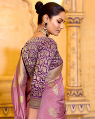 Lilac Crepe Silk Designer Saree