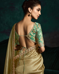 Designer Golden Sequin Work Saree