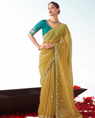Yellow Georgette Party Wear Saree