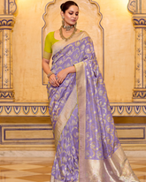 Light Purple Crepe Silk Beautiful Saree