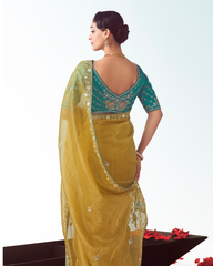 Yellow Georgette Party Wear Saree