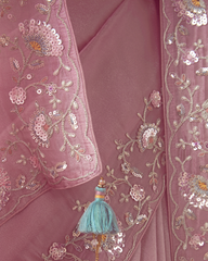 Pink Georgette Designer Saree