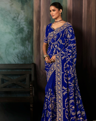 Blue Georgette Party Wear Saree