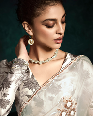 Designer Grey Sequin Work Saree