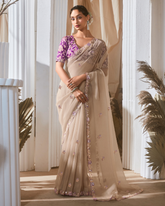 Golden Georgette Party Wear Saree