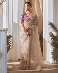 Golden Georgette Party Wear Saree