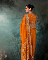 Orange Georgette Designer Saree