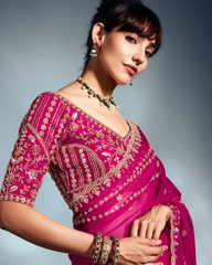 Pink Pure Ho Tissue Organza Saree