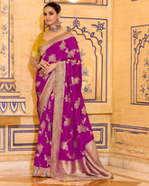Purple Crepe Silk Designer Saree