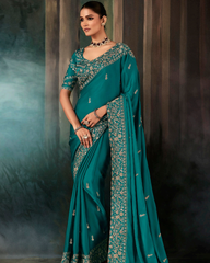 Blue Georgette Designer Saree