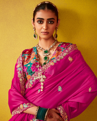 Pink Glass Tissue Party Wear Saree