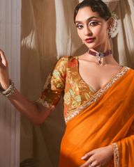 Orange Beautiful Georgette Saree