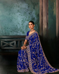 Blue Georgette Party Wear Saree