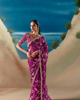 Purple Satin Organza Designer Saree
