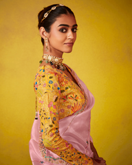 Pink Glass Tissue Party Wear Saree