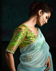 Beautiful Light Blue Sequin Work Saree