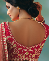 Red Dola Viscose Silk Designer Saree