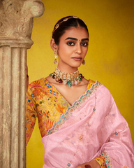 Pink Glass Tissue Party Wear Saree