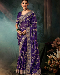 Blue Georgette Designer Saree